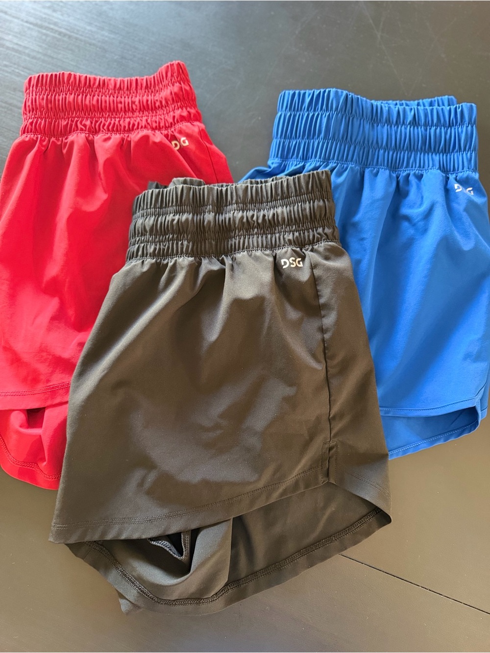 DSG Women’s Athletic Shorts - Black, Red & Blue Bundle